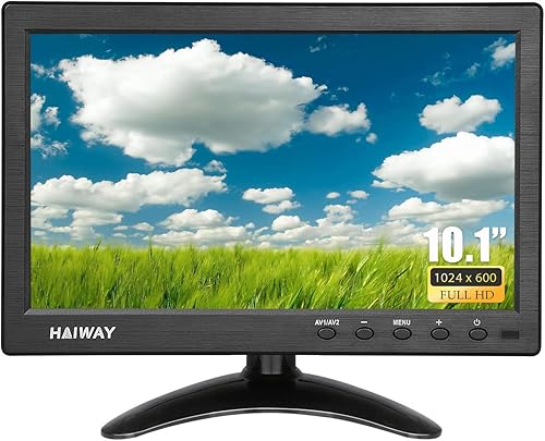 Monitor de seguridad de 10.1 pulgadas, resolución de 1024 x 600, pequeño monitor HDMI, monitor portátil con control remoto con altavoces duales