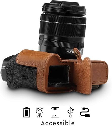 Miniatura 8 de Mega Gear MG1553 X-T3 Ever Ready - Funda de piel auténtica para cámara y correa, color marrón, compacto