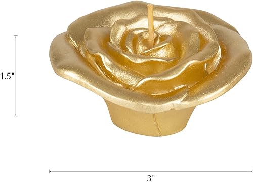 Miniatura 2 de Mega Candles 4 velas flotantes doradas de pétalos de rosa sin perfume, vela de cera vertida a mano de 3 pulgadas de diámetro, decoración del hogar,