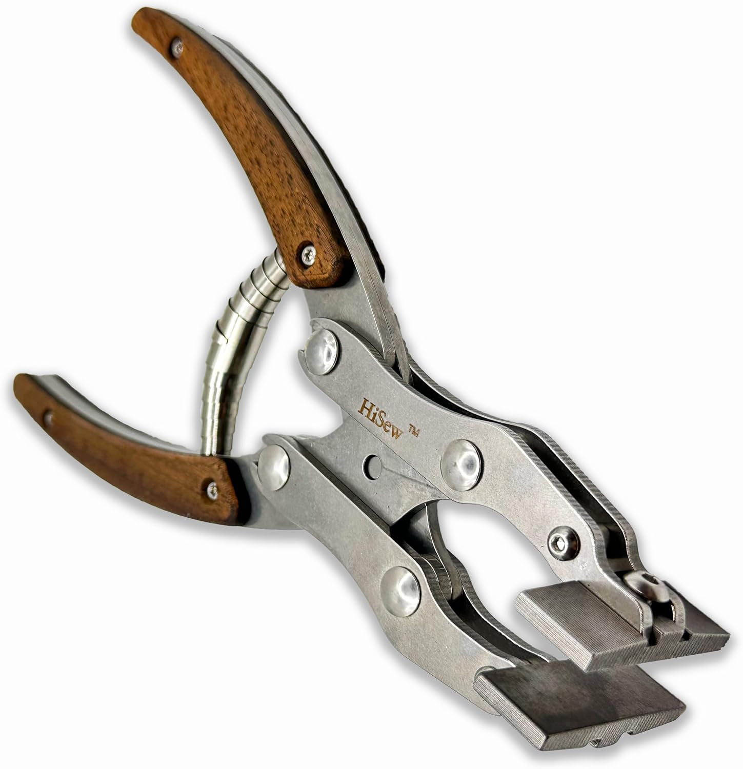 Premium Leather Flat Pliers - 7.5 inch, 420 Stainless Steel, Black Walnut Handle, Leather Work Clamp Press for Craft, Parallel + Cross Structure, Labor-Saving