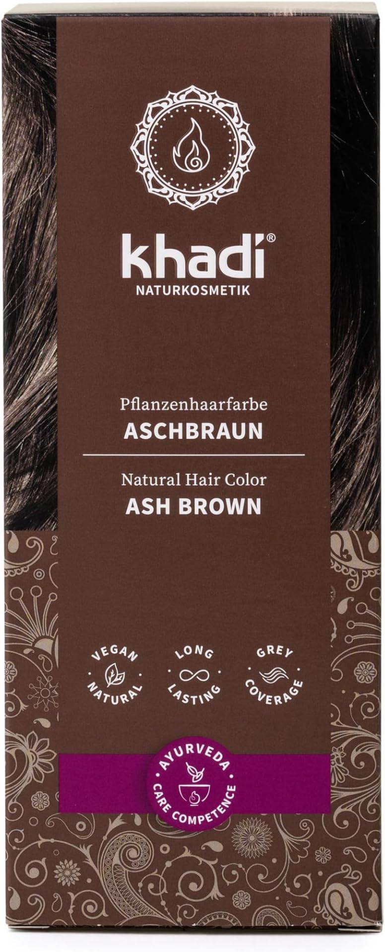 Khadi Ash Brown Plant Hair Colour 100 g I Vegan Hair Colour from India I Natural Cosmetics 100% Plant-Based