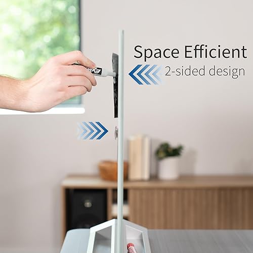 Miniatura 4 de VIVO DESK-WB23G - Pizarra magnética de borrado en seco de vidrio independiente de 23 x 19 pulgadas, divisor de privacidad portátil, partición