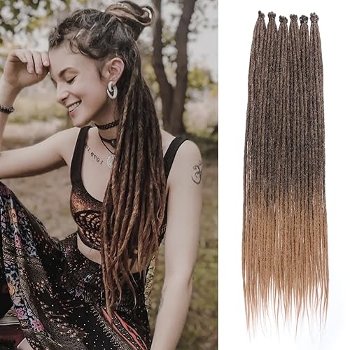 Miniatura 215 de Leeven Extensiones de rastas grises de 40 hebras, de 18 pulgadas, hechas a mano, suaves, de 0.2 in de ancho, extensiones de cabello sintético