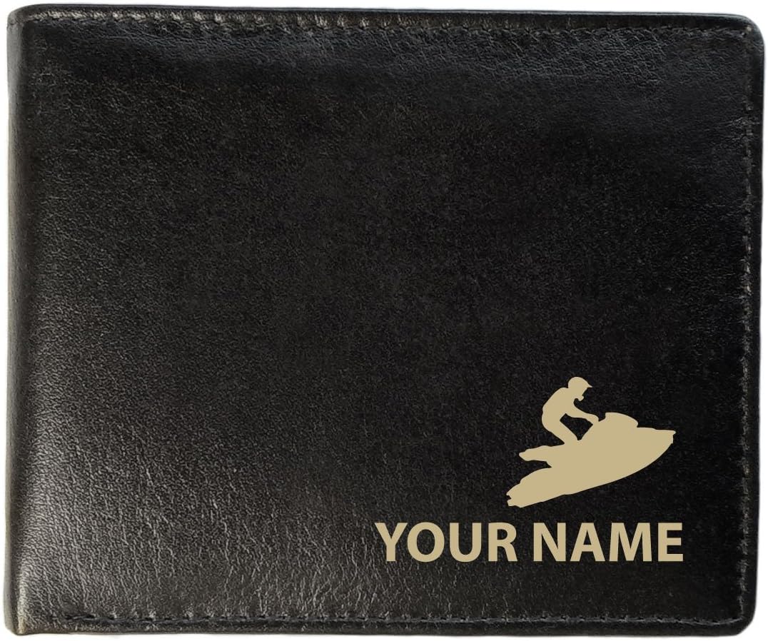 Personalised Mens Real Leather Wallet - Jet Ski Design (Sandringham Style)