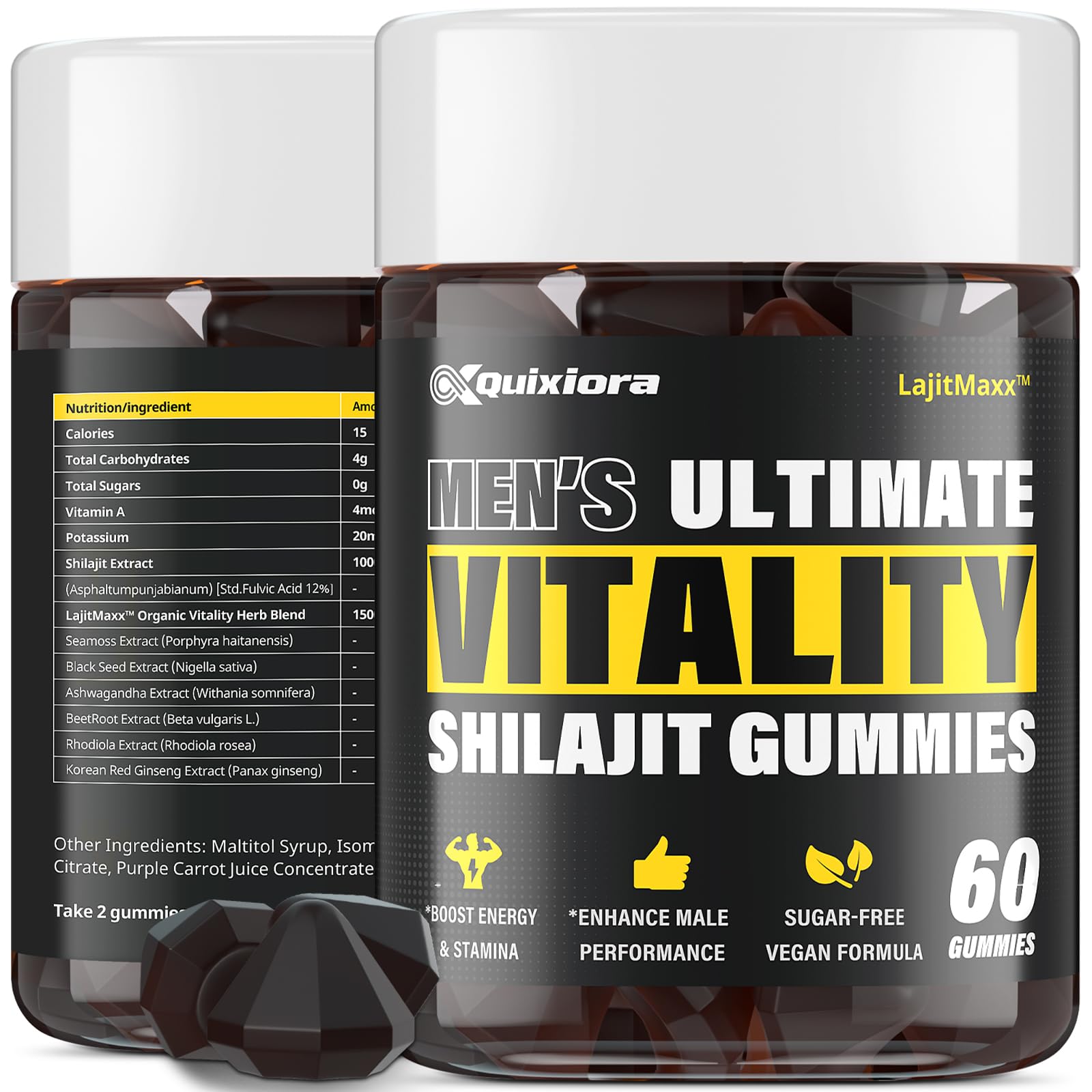 Quixiora Gomas de Shilajit com alga-marinha e ashwagandha, 1000 mg, 60 gomas