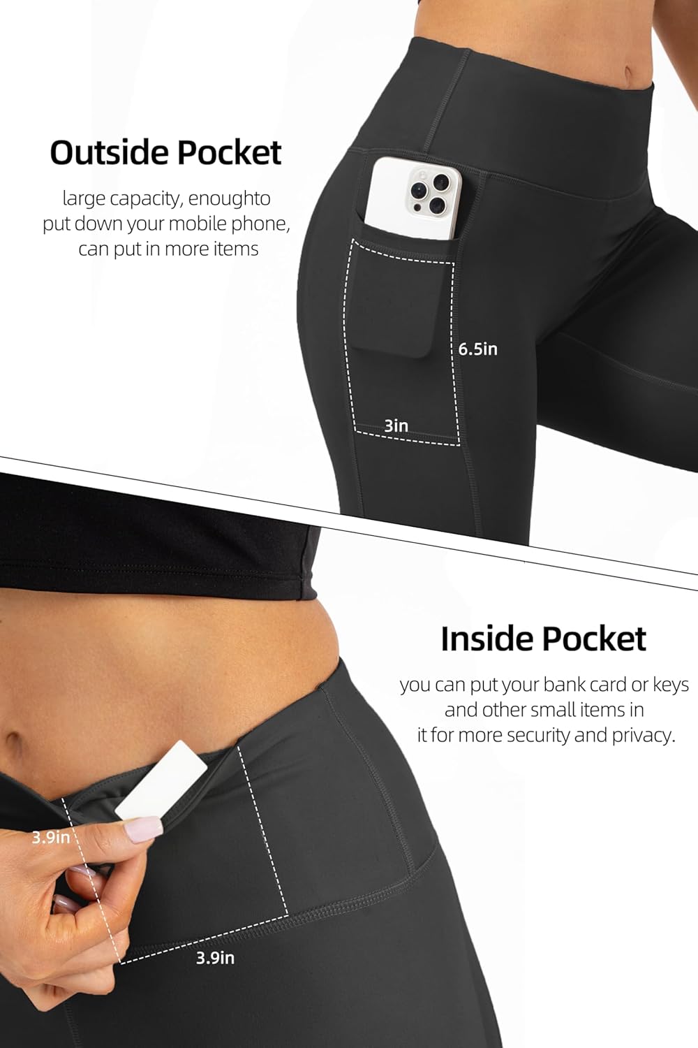 Leggings with Pockets for Women High Waisted Tummy Control Athletic Yoga Pants with... - Image 4