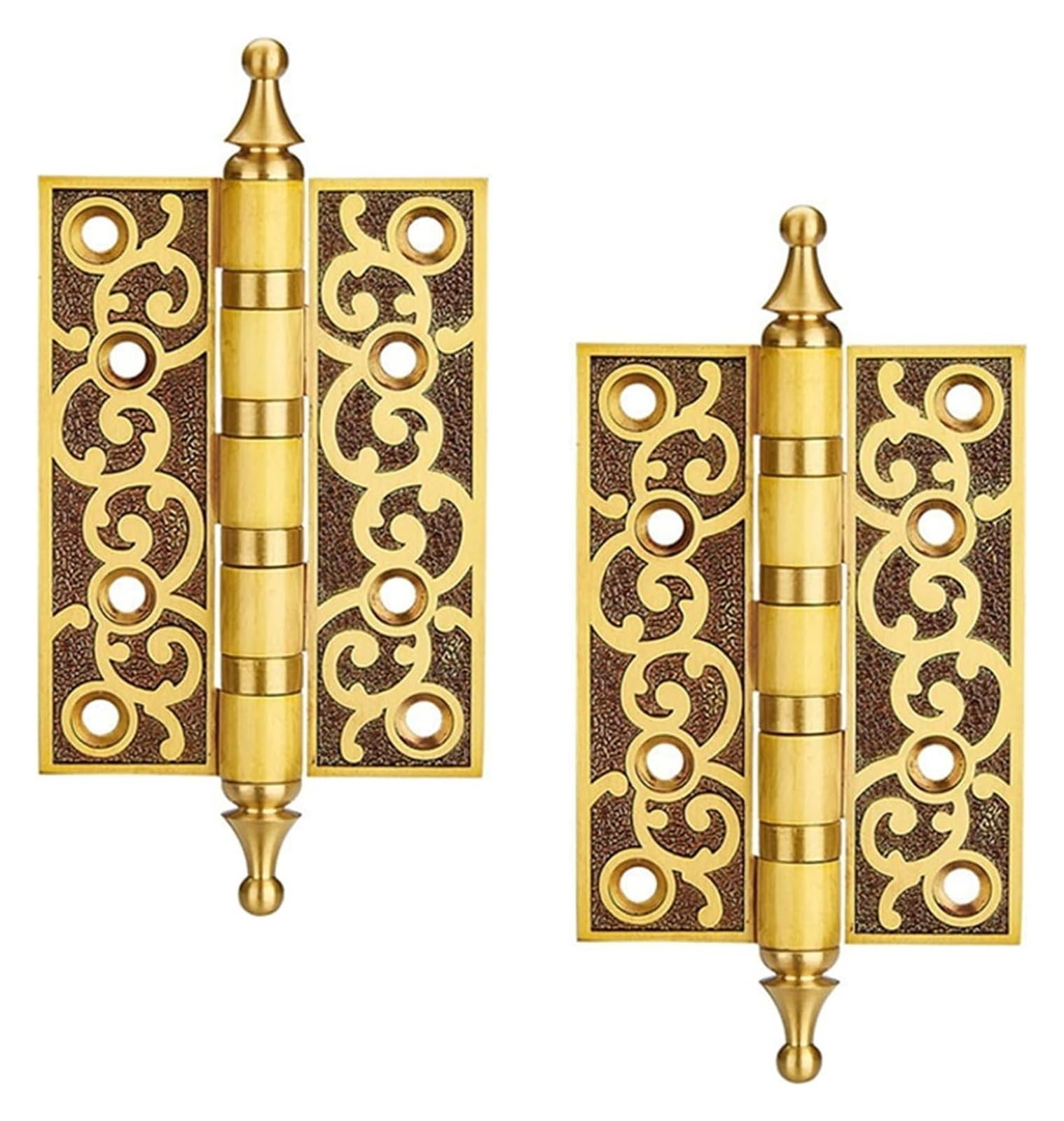 Pzoferlin Euro Gold Door Hinge Brass European Style Carved Flat Door Hinges, Silent Bearing, 4Mm, 2 Pack, Multicolor, 4/5 Inch(,4Inch)