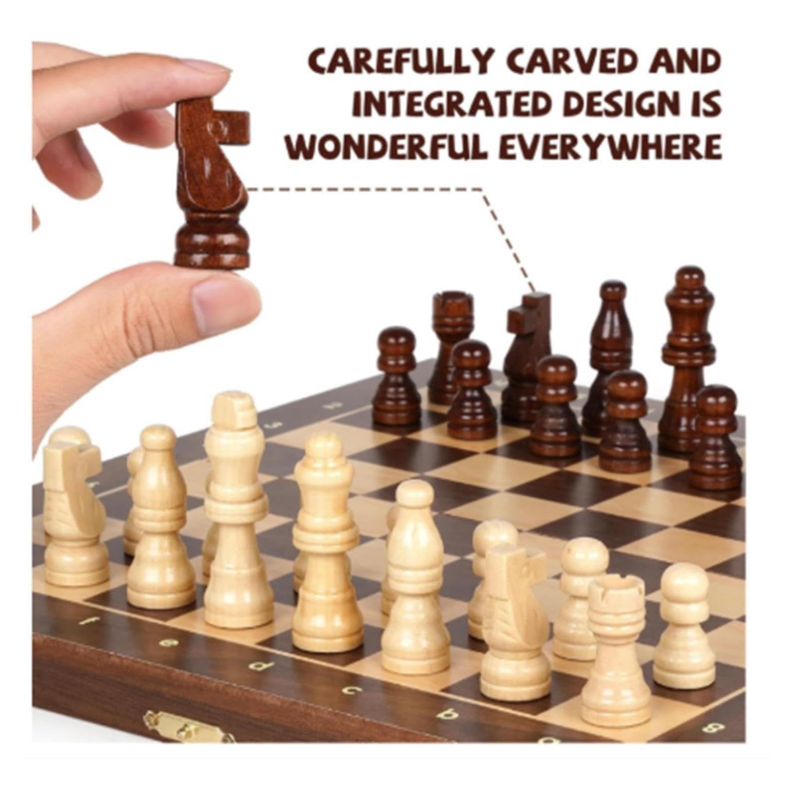 Set da gioco degli scacchi pieghevole in legno
