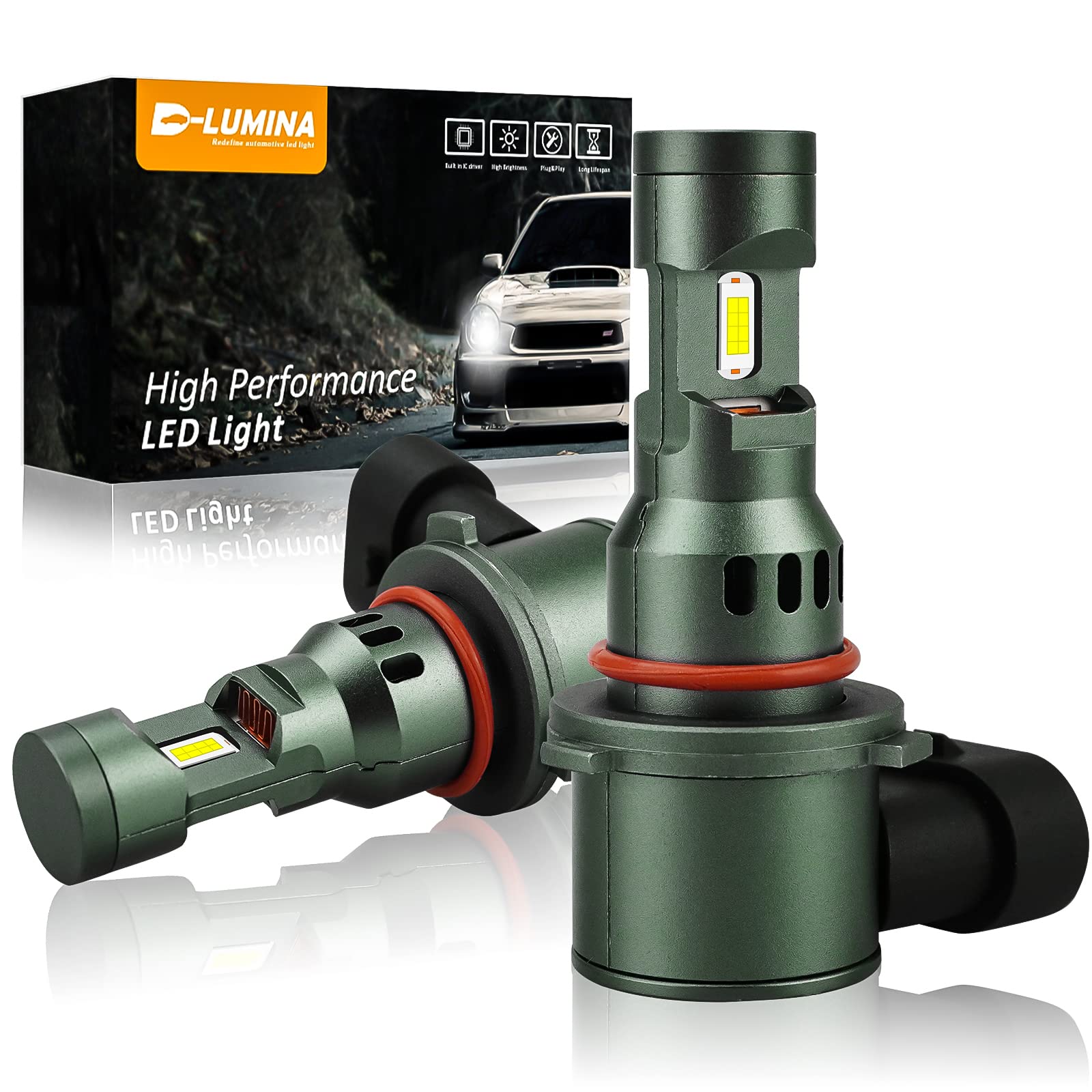 D-Lumina Lampadine 9005/HB3 LED 70W 12000LM,Fendinebbia Abbaglianti e Anabbaglianti,Mini Formato 1:1 con Ventola Non Polarità,Facile Installazione lampadina Alogena di Ricambio All-in-one,2 Confezione