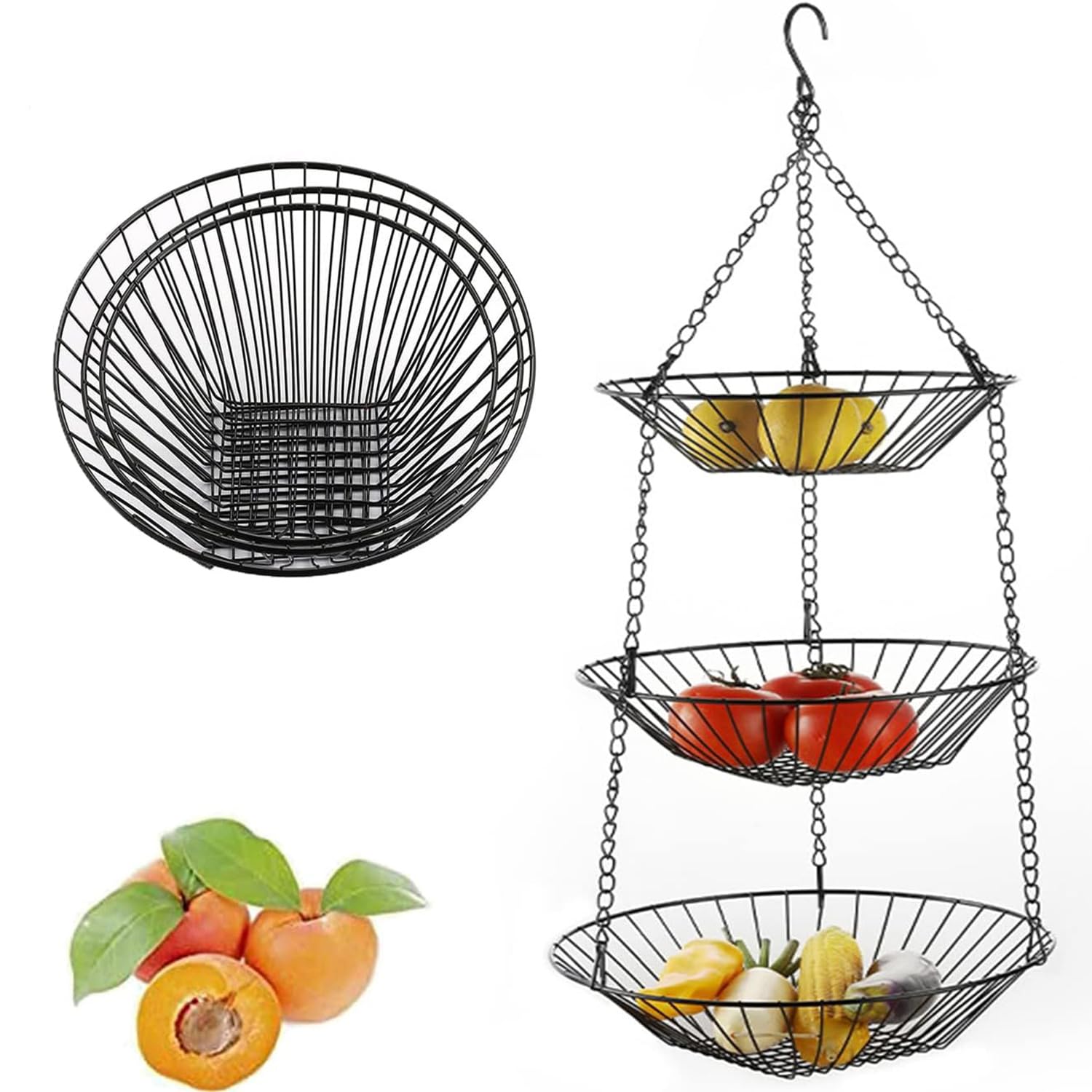 Wandkorb Metall 3-fach - Hängekorb Für Küche Ohne Bohren