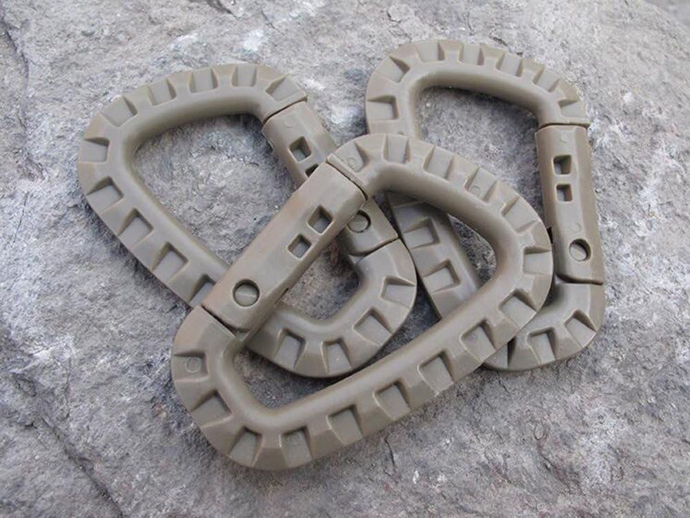 EKLORN 6pcs Plastic Light Weight D-Ring Carabiner Hanging Hook Clip for Backpack Outdoors with Free Cable Organizer