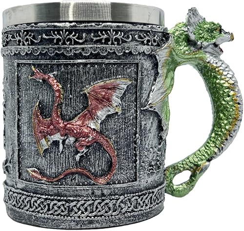 qc Dragon - Taza de cerveza para parejas, taza vikinga, jarra de cerveza medieval, jarra de cerveza de serpiente medieval, regalo creativo para