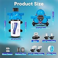 Vista 6 de Heuyrao Bomba de agua para caravana de 12 V CC, silenciosa, 4.0 GPM 45 PSI, diafragma autocebante de 3 cámaras, bomba de presión de agua dulce