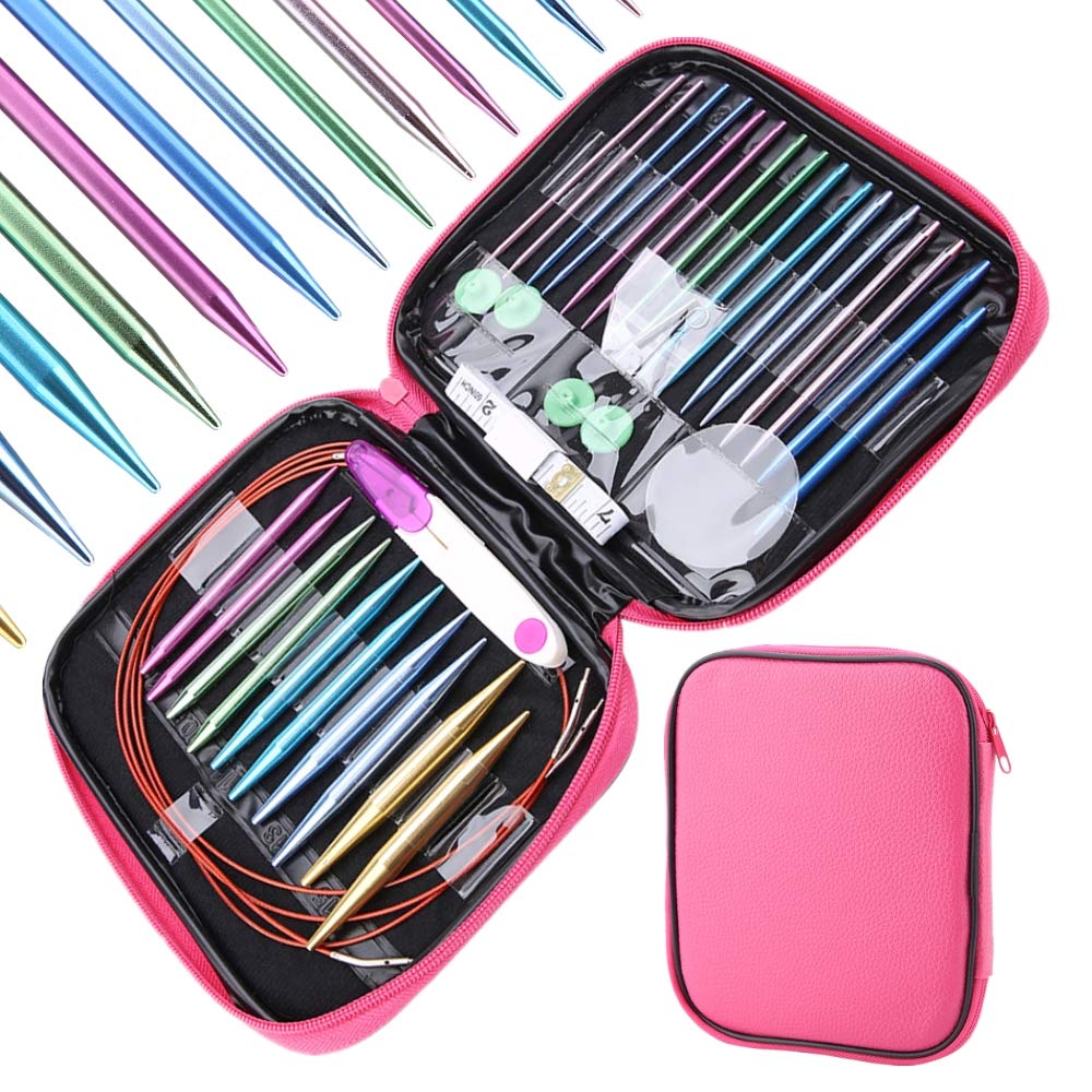 Amazon.com: Aluminium Knitting Needle Set, 26 Pcs Interchangeable 