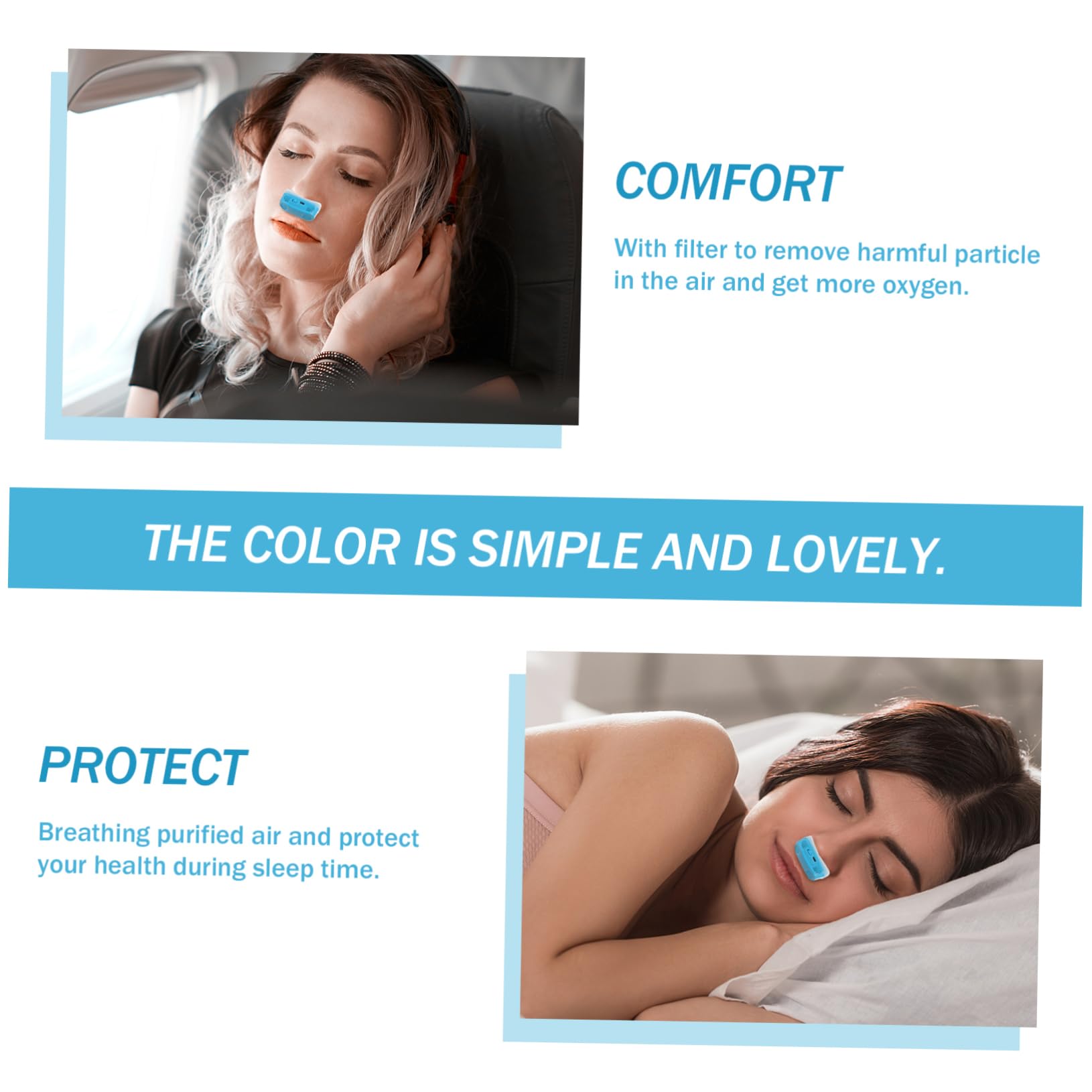 2 Tapones Eléctricos Para Ronquidos Dispositivo De Ventilación Nasal Filtro Antirronquidos Ayuda Para Dormir Clip Nasal Filtro Antirronquidos Abs Azul