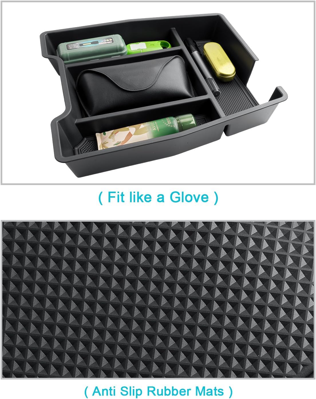 CDEFG 2PCS for Chevy Silverado Sierra Center Console Organizer for 2019-2025 2026 Chevrolet Silverado/GMC Sierra 1500/2020-2026 Silverado Sierra 2500HD 3500HD Accessory(Split-Bench Folding Seat Only)