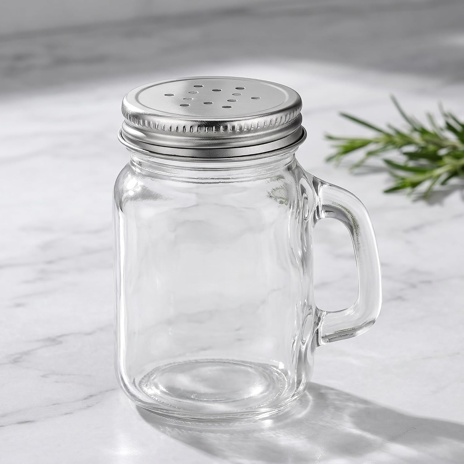 Ipetboom 6pcs Mini Mason Spice Jars Glass Salt Pepper Shaker Bottles