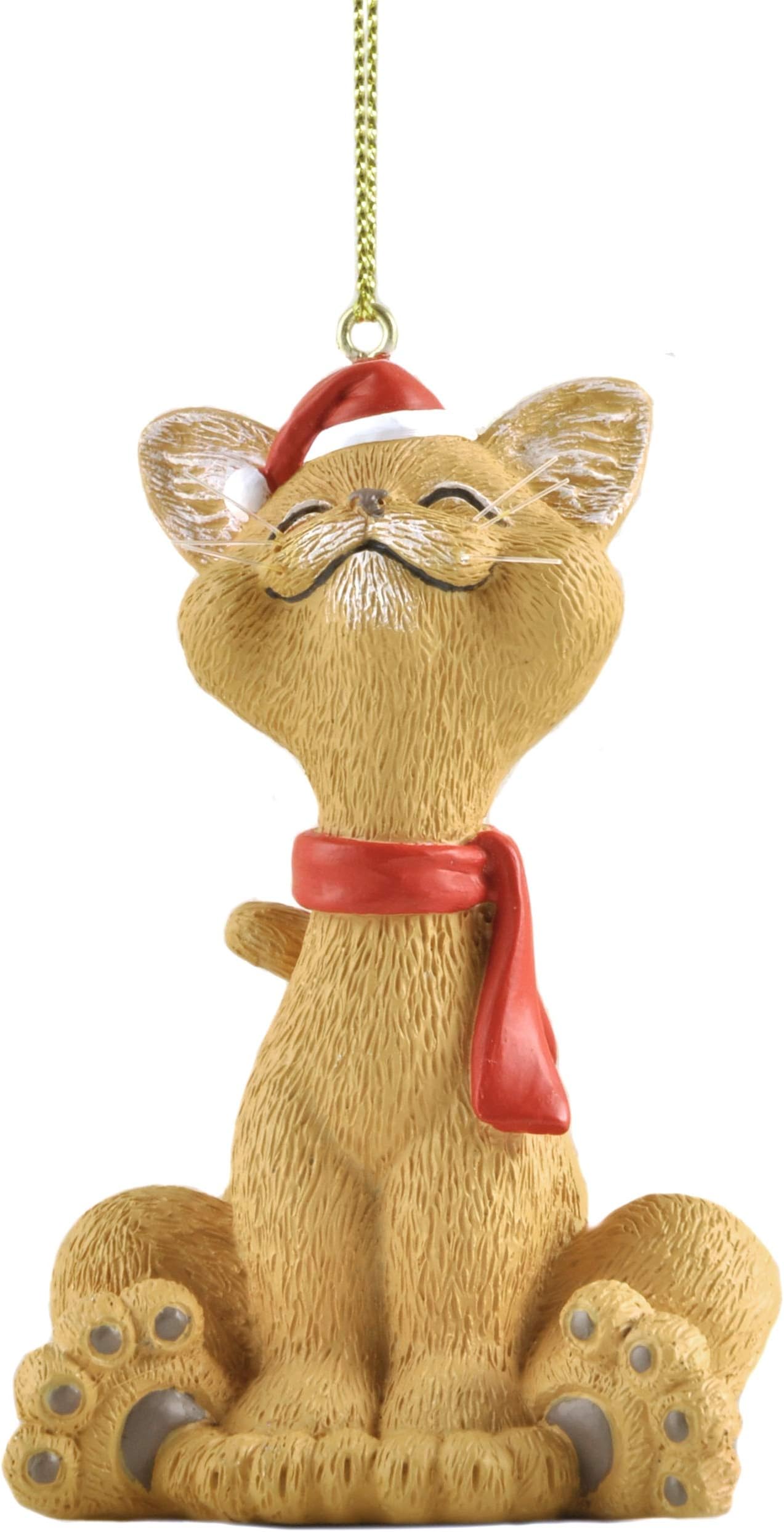 JFSM INC.Whimsical Orange Cat Christmas Ornament Figurine Holiday Collectible - Happy Cat Collection - Cat Lover Gifts for Women, Cat Lover Gifts for Men, Cat Christmas Ornaments