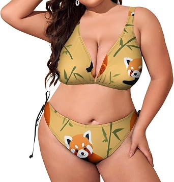 Two Pieces Bikini Sets for Women, Plus Size V Neck Bathing Suits High Cut Sexy String Swimsuits