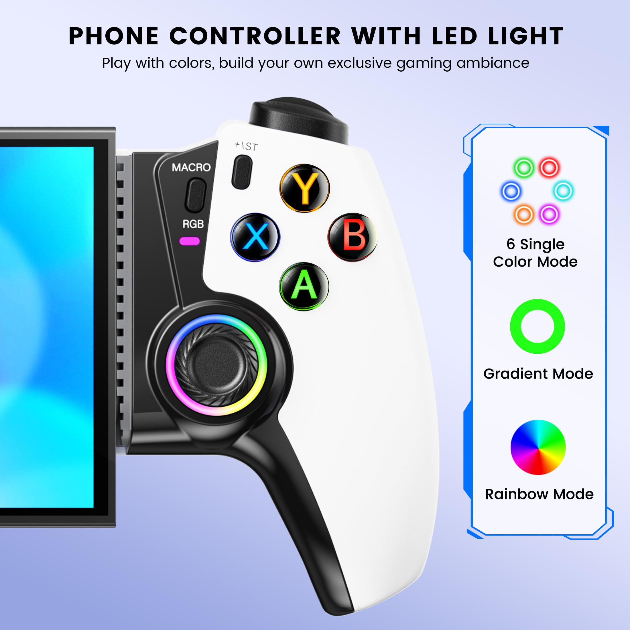HELLCOOL Swtich Controller Portatile Smartphone Controller con Hall Joysticks per Android/iPhone, compatibile con Switch 1 Console/Xbox Cloud/Steam Link/GeForce Now/MFi Apple Arcade