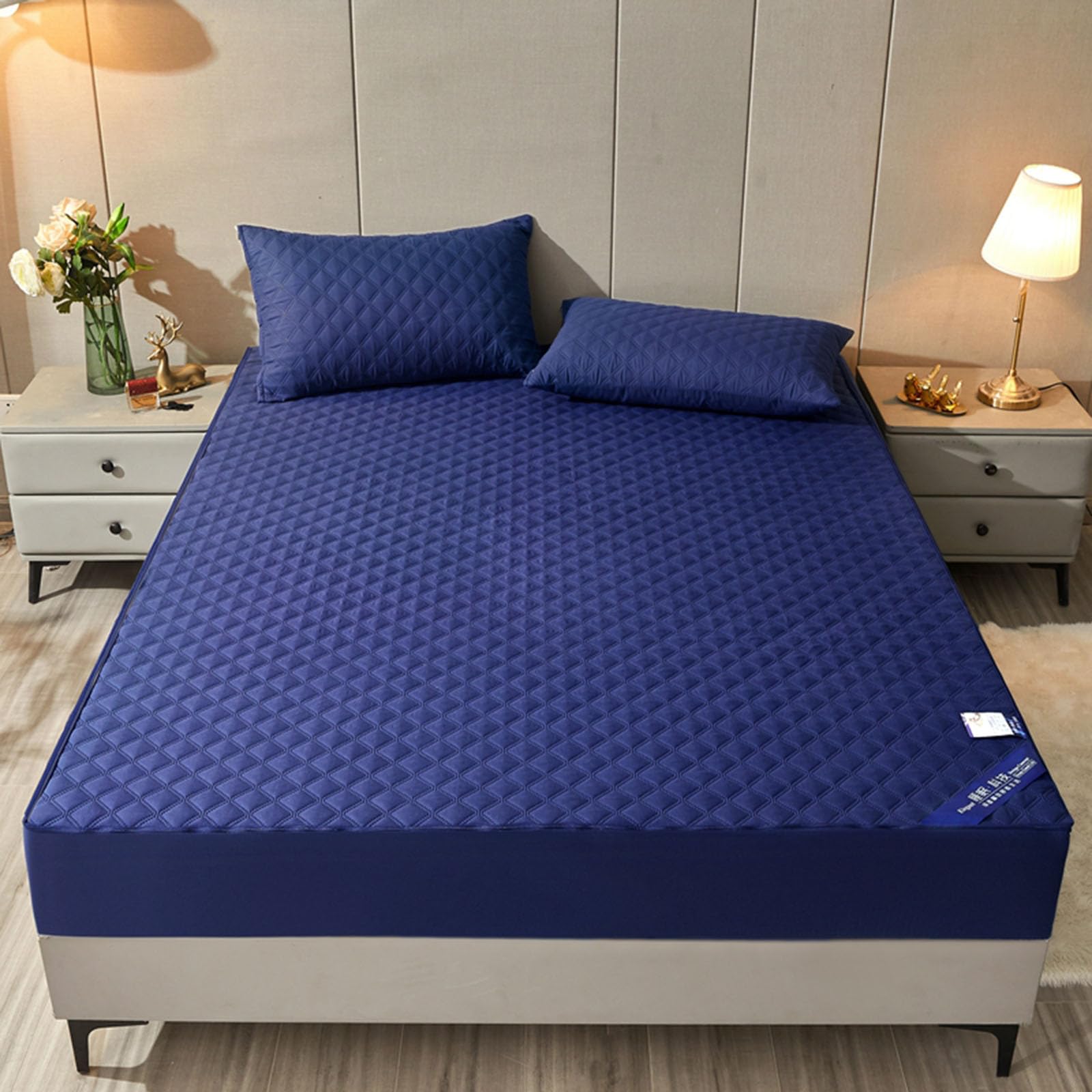 Coprimaterasso Trapuntato Impermeabile E Traspirante - Lenzuolo Con Cerniera Completa 360°, Antiacaro, Lavabile, Per Singolo, Matrimoniale, King Size (Bianco, 80x190+25cm)