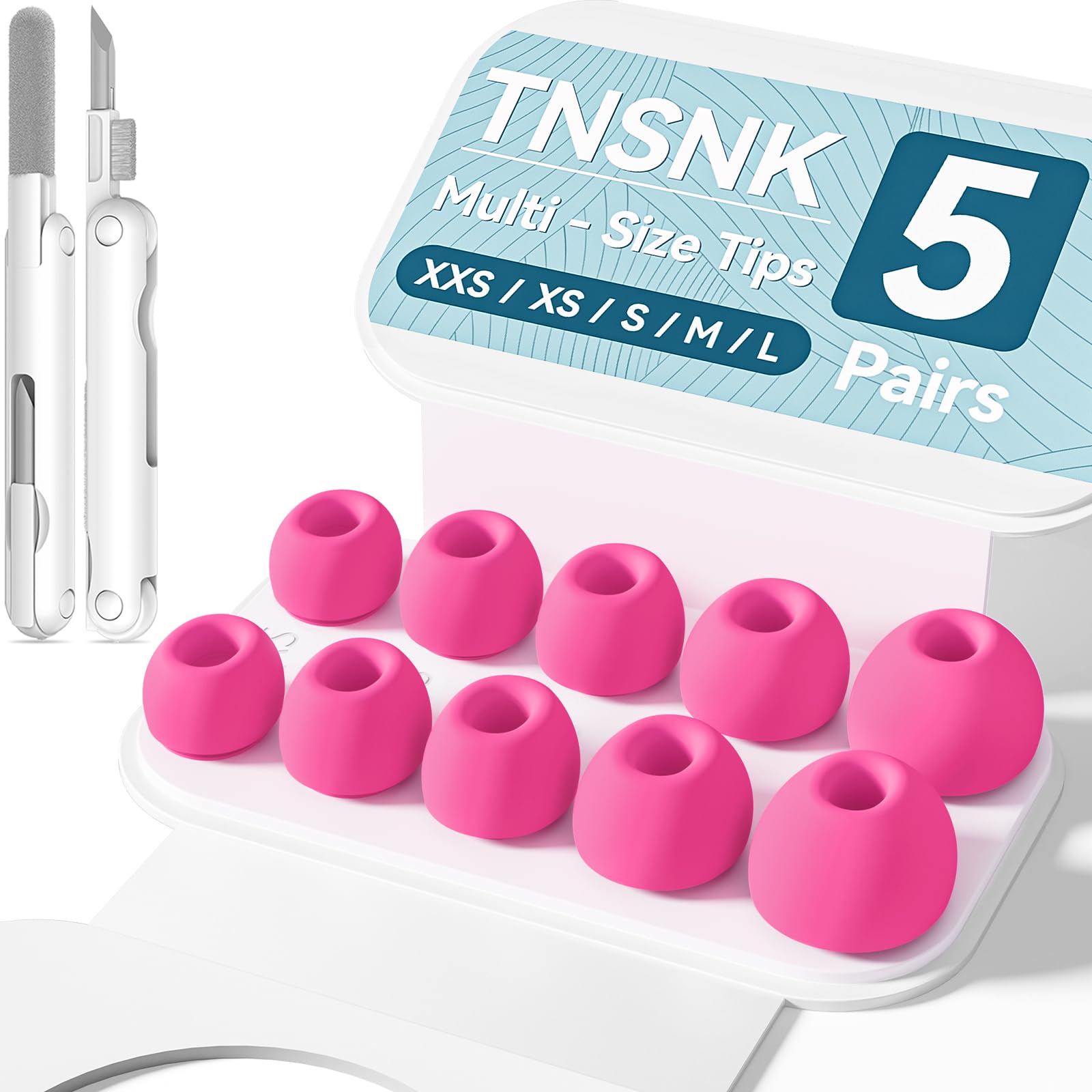 5 Pairs Replacement Ear Tips for AirPods Pro 3(Rose red)