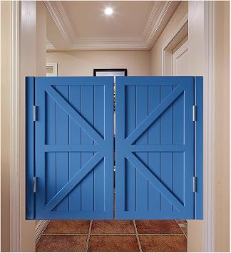 QWEASDF Saloon Western Style Swinging Bar Pub Solid Wood Cafe Door,Wooden Cafe Swing Doors,for Terrace Emporium Parlor Butler Door,Custom,Hinges IncludedBlue,W85xH100cm33.46x39.37in
