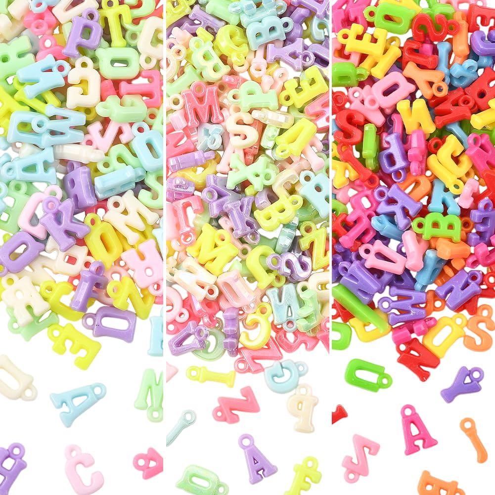 Breloques en acrylique alphabet pastel, pendentifs légers en forme de chiffre et lettre