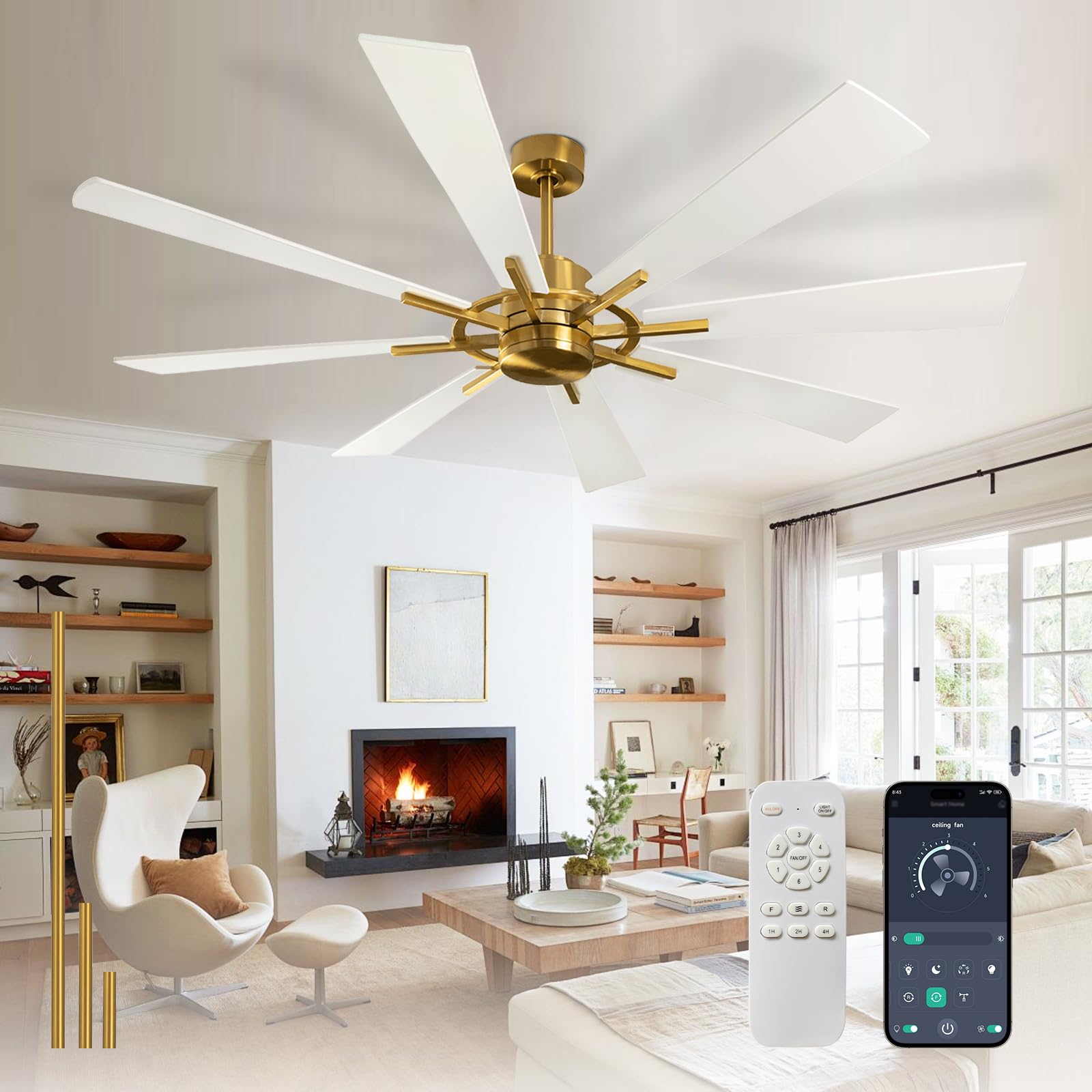 Photo 1 of Depuley 60" Ceiling Fan White/Gold - Remote/App Control