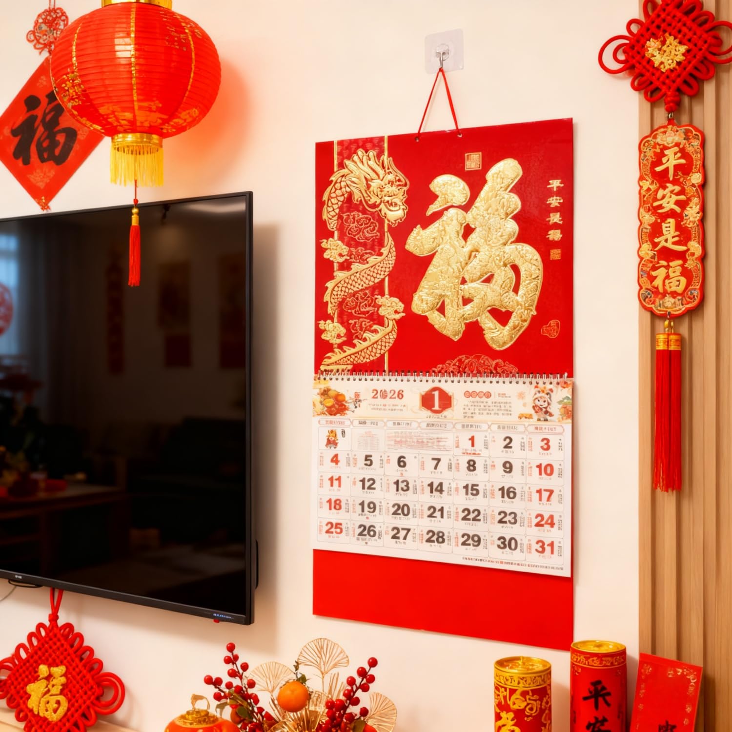KYMY Calendario de pared chino 2025 mensual, calendario de año nuevo chino, calendario colgante de pared del año de la serpiente, calendario de año nuevo lunar para festival de primavera, calendario
