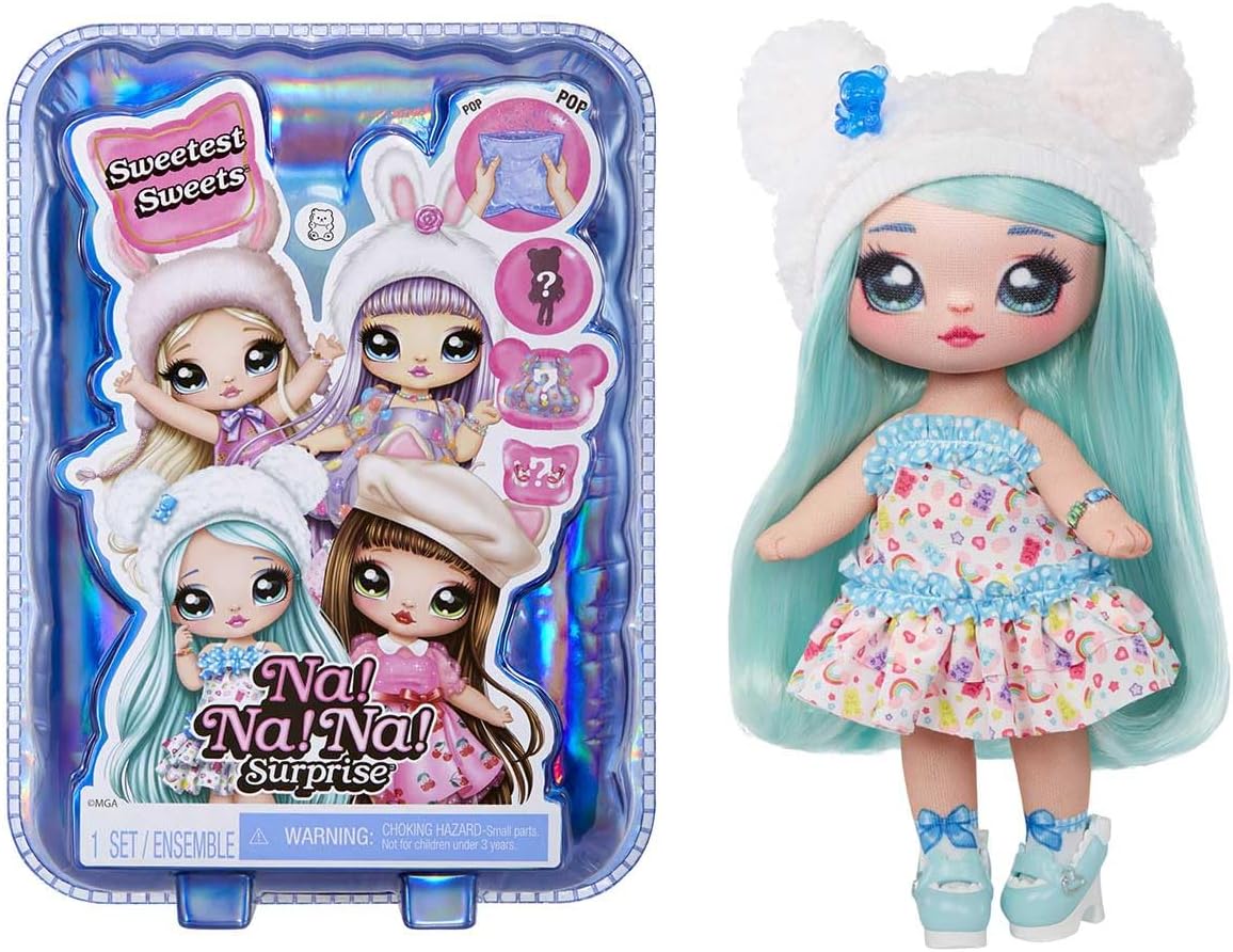 Na! Na! Na! Surprise Sweetest Sweets - Brianna Bear - 19cm Soft Fashion Doll - Posable Bear Inspired Doll with Shoes and Brush - Mysterious Packaging and Confetti Surprise - for +5