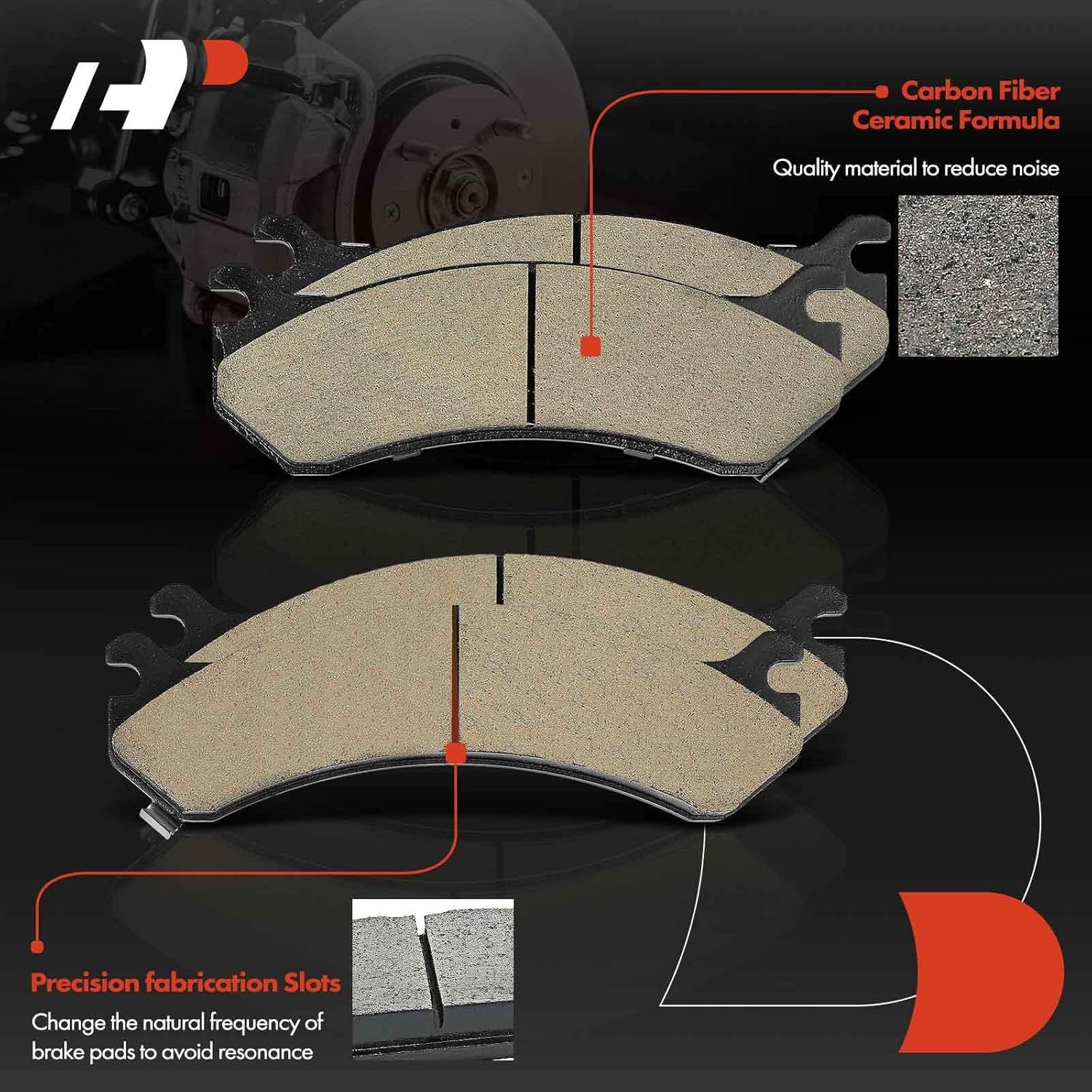 A-Premium Front and Rear Ceramic Brake Pads Set Compatible with Chevy, GMC and Hummer Models - Silverado Sierra 1500 HD, Avalanche, Sierra Yukon XL 2500 Sierra 3500, H2, with Hardware, 8-Pack