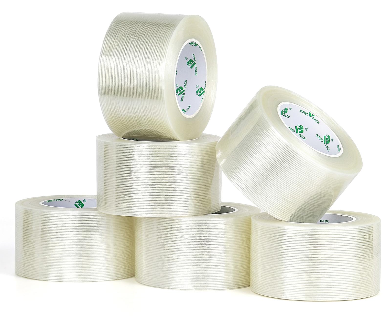 BOMEI PACK Nastro per reggiatura, 7,6 cm, resistente, largo 7,6 cm, 6 rotoli da 5,9 mm x 5,9 m x 54,4 m