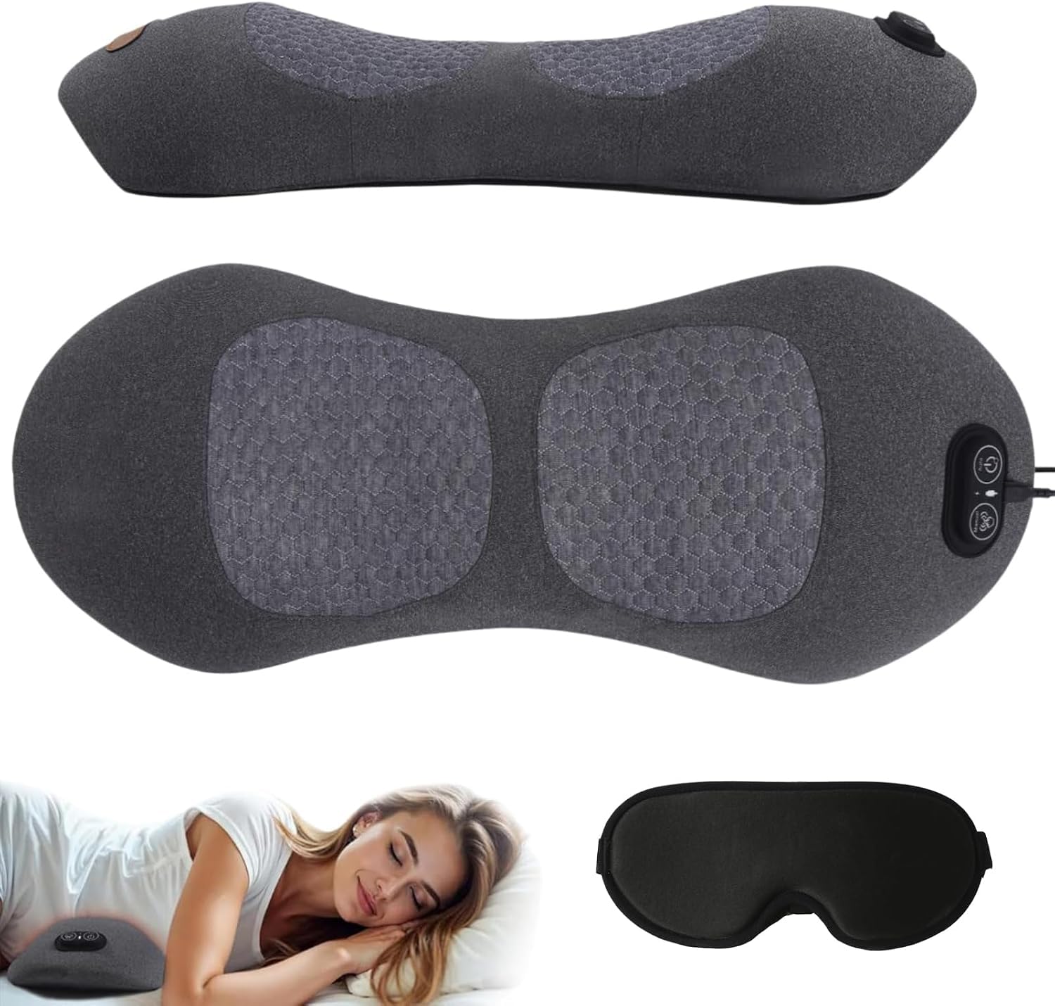 Tepora Tricalma Lombare Elettrico, 3 in 1 Cuscino Schiena Massaggiatore (Nero)