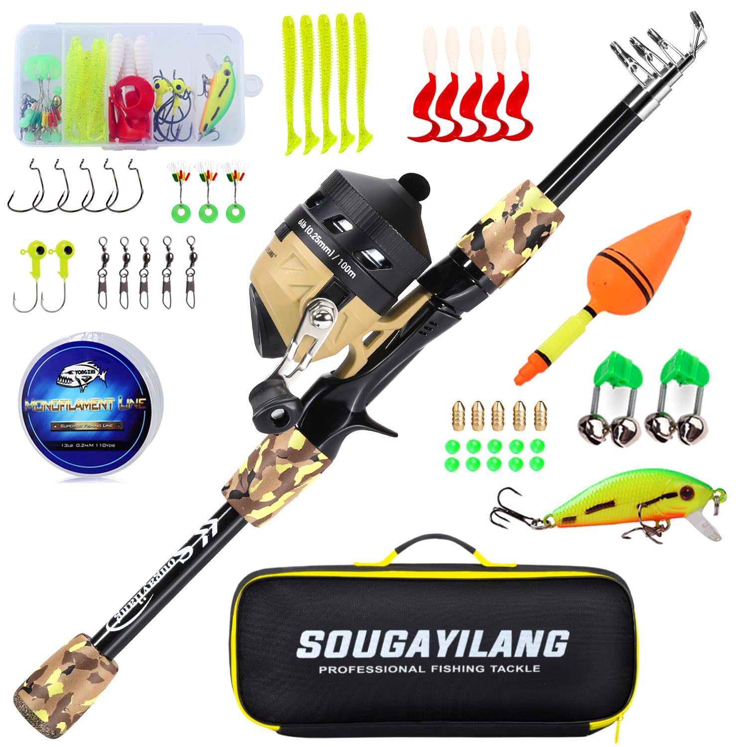 Sougayilang Kids Fishing Rod and Reel Combo,Light