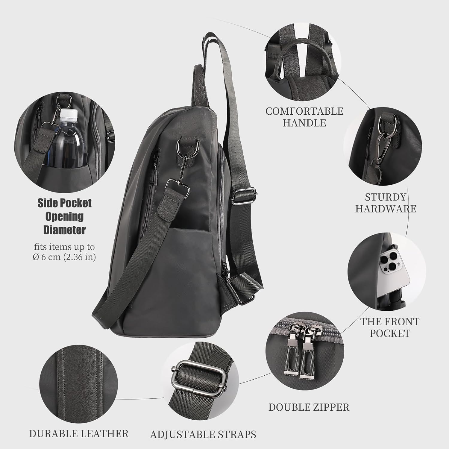 PINCNEL Women Backpack Purse Waterproof Nylon Anti-theft Rucksack Lightweight Shoulder Bag - Image 4