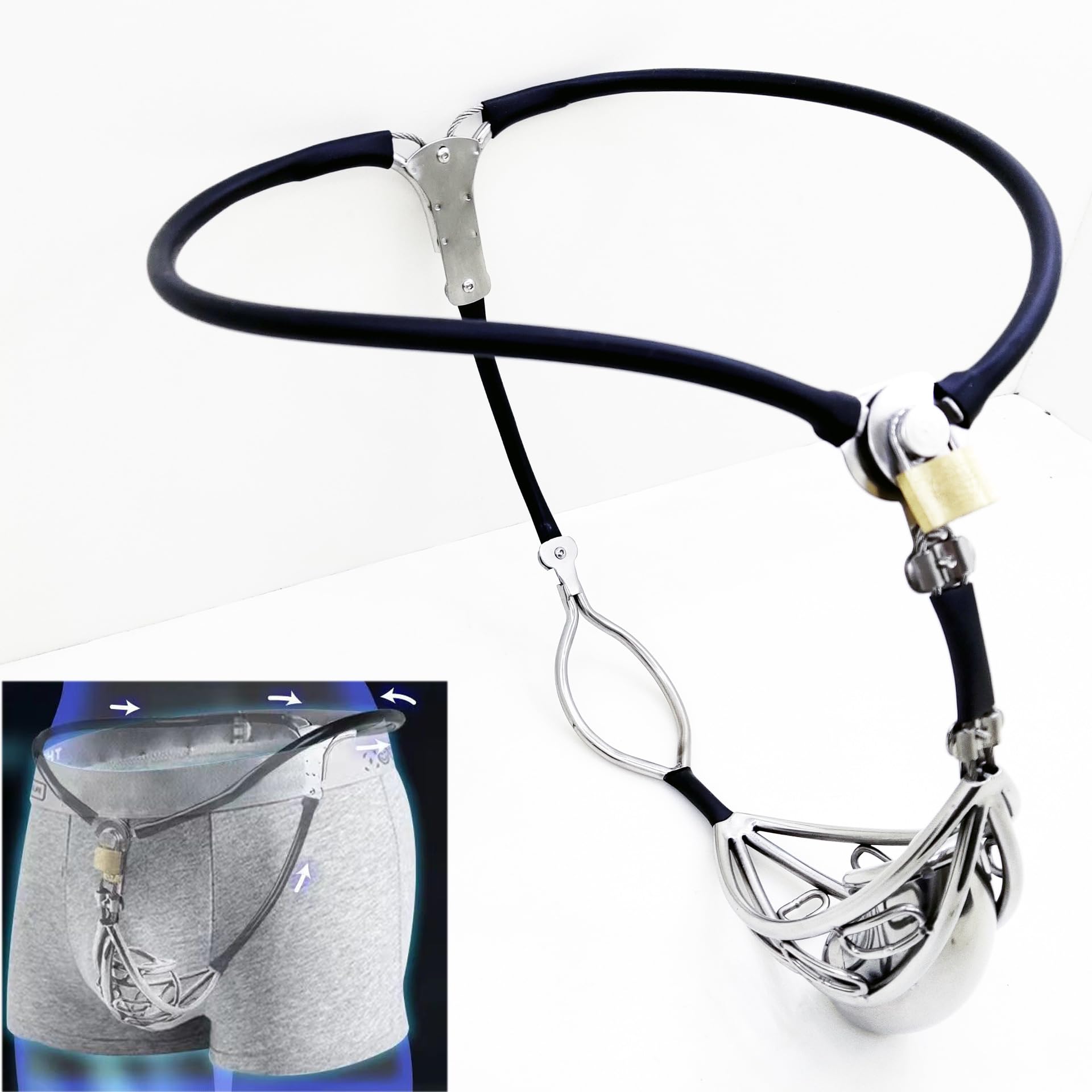 Ceinture de Chasteté Invisible, noire, 60-90CM | YILUQIFLY Cage, Fétichiste, BDSM, ajustable, sûr et discret au quotidien