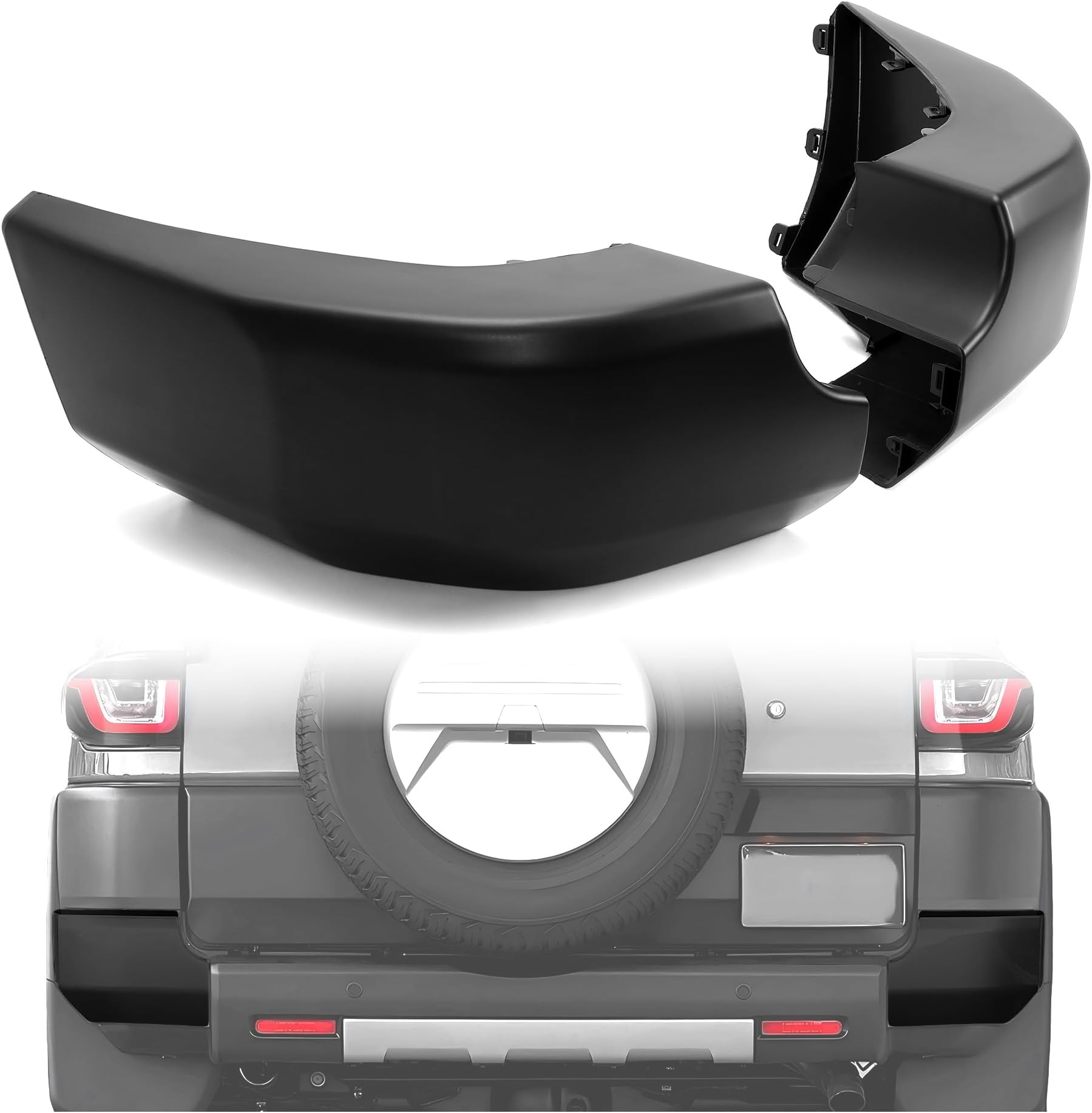 ECOTRIC Rear Bumper End Cap Compatible with 2007-2014 Toyota FJ Cruiser Bumper End Corner Replacement for 5246235030 5246335030 TO1105122 TO1104122 Black Driver & Passenger Side