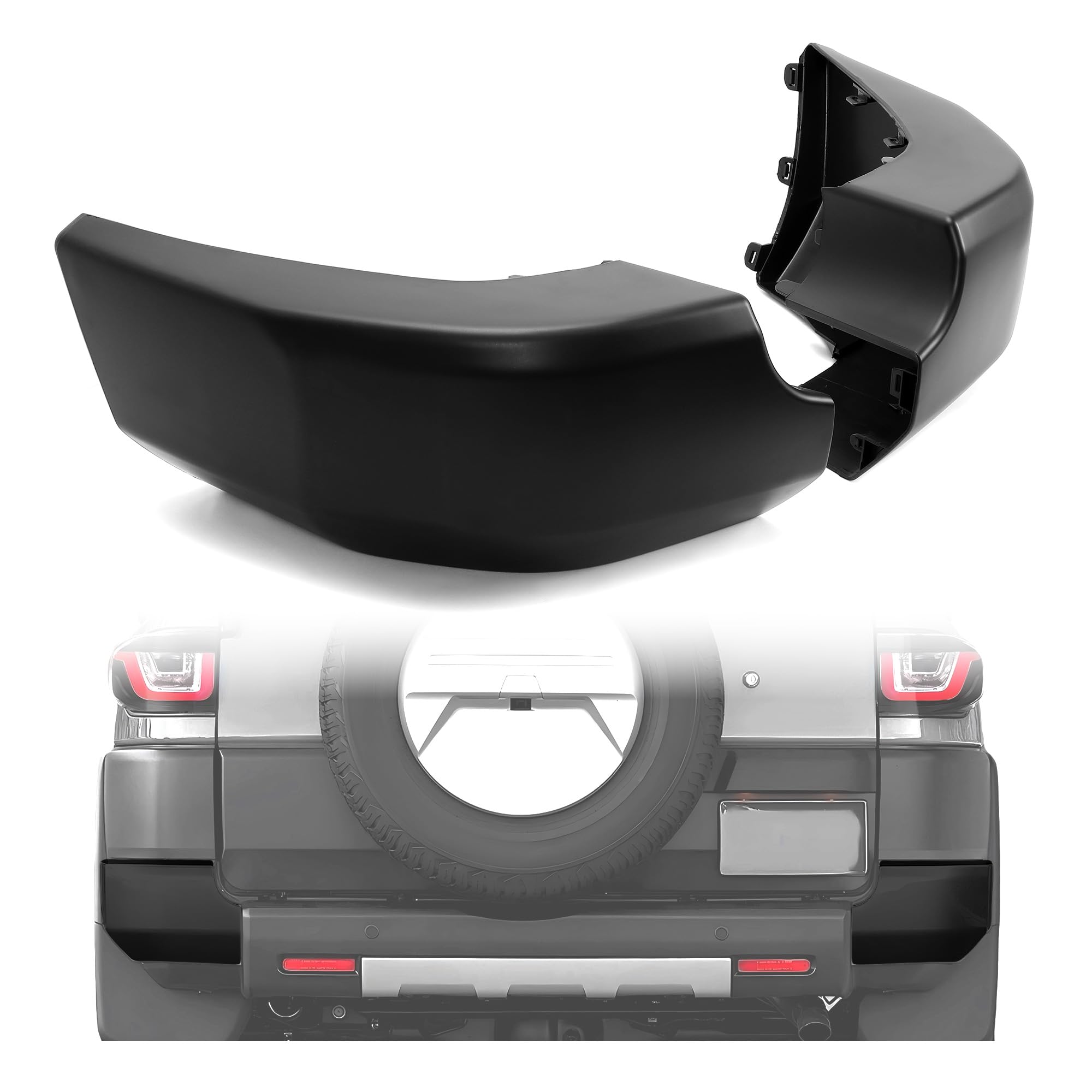 ECOTRIC Rear Bumper End Cap Compatible with 2007-2014 Toyota FJ Cruiser Bumper End Corner Replacement for 5246235030 5246335030 TO1105122 TO1104122 Black Driver & Passenger Side