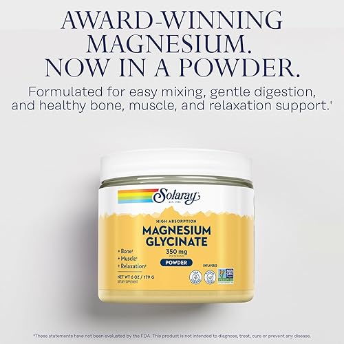 Miniatura 4 de SOLARAY Polvo de glicinato de magnesio de 350 mg y paquete multivitamínico de alta energía  Magnesio quelado y una vez al día Multi  Salud ósea,