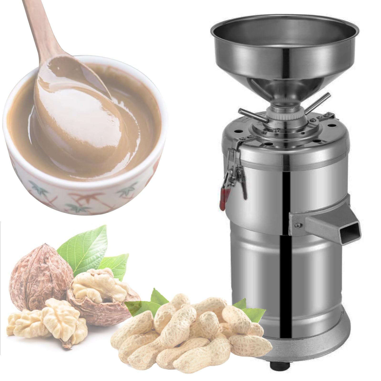 Machine à beurre d'arachide – Moulin électrique pour noix et graines, acier inoxydable, épaisseur réglable, capacité de 15 kg/h, parfait pour le beurre d'arachide, les sauces au sésame et aux noix