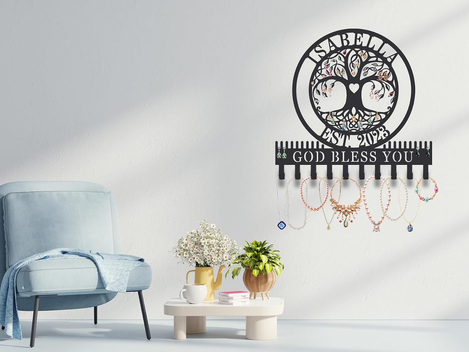 Personalized Tree of Life Earring Jewelry Holder Organizer Wall Mount, Custom Jewelry Organizer Display, Necklace Bracelet Rack, Jewelry Holder Organizer, Earring Holder Organizer