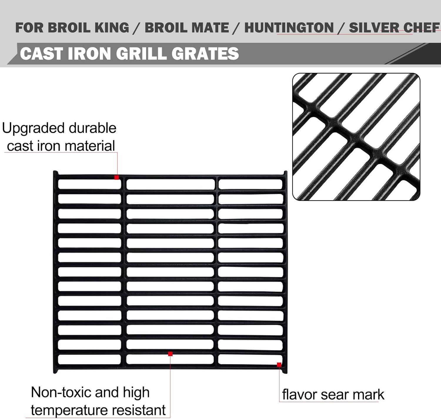 Oklagarden 9865-54 Grill Grates Replacement for Broil King Grill Parts 9453-57 Signet 320 20 70 90 Grill Grates Crown Huntington 6962-64C Grill Replacement Parts Broil Mate 165154 Cooking Grates