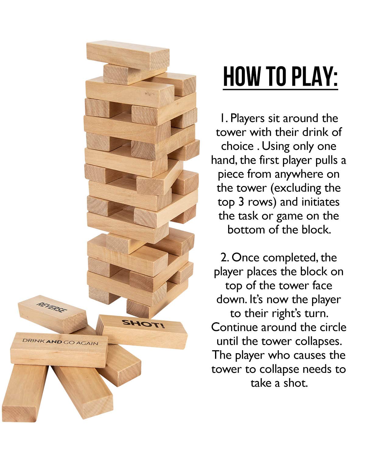 Buzzed Blocks Adult Drinking Game - 54 Blocks with Hilarious Drinking Commands and Games on 40 of Them | Perfect Pregame Party Starter | Entertaining Party Game for Adults | Novelty Funny Gifts