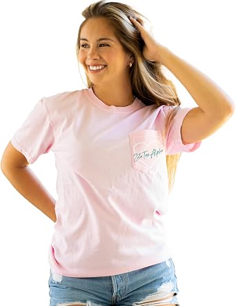 Go Greek Chic Heart Pocket T-Shirt Sorority Apparel, Graphic Tee for Women, Greek Life Clothing, Big Little Reveal Gift