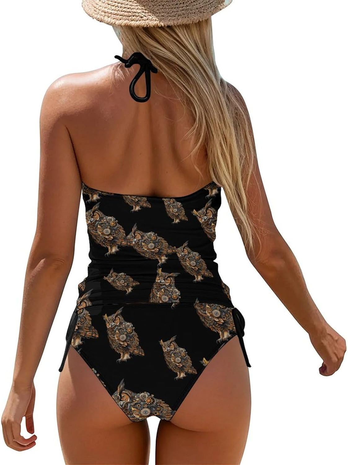 Steampunk Owl Funny Women's String Swimwear Set 2 Pcs Tankini Swimsuits Bathing Suit