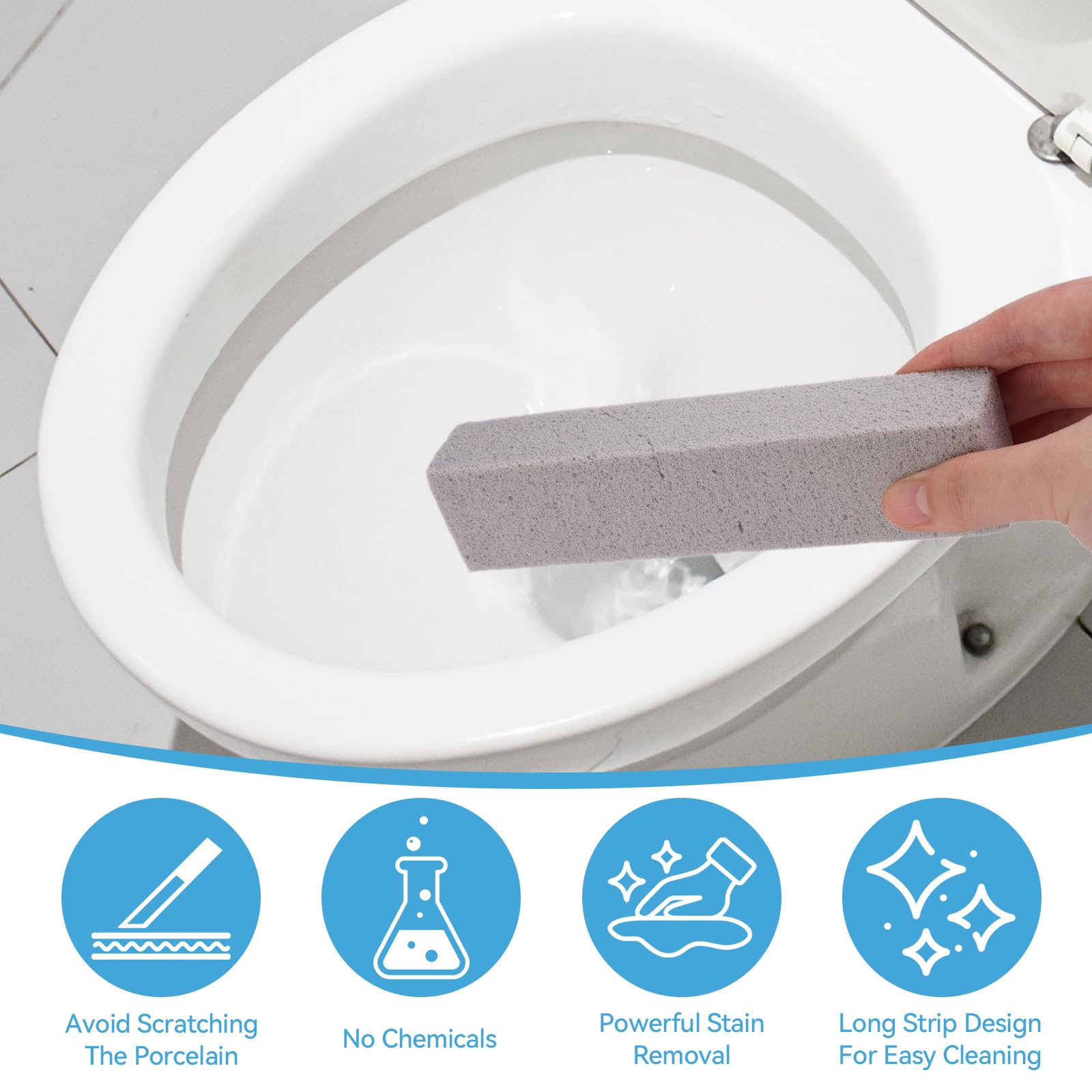 6 Piezas Bloque para Limpieza de WC, Limpieza Piedra Pomez, Bloque de Piedra Pómez para Inodoro Uso Doméstico, Bloques de Piedras Pómezs para Aseo, Lavabo, Ducha, Bañeras, Cocina, Cuidado los Pies