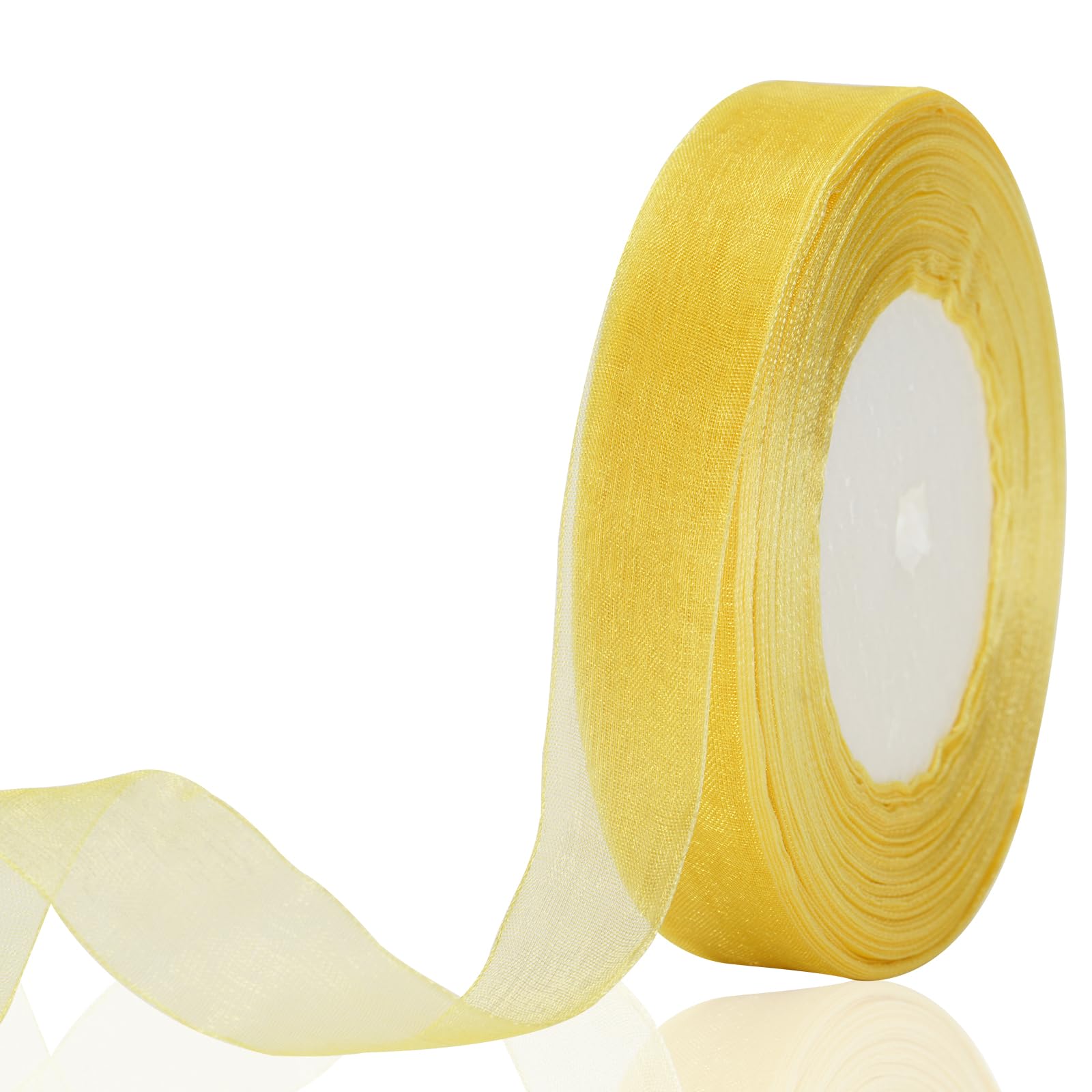 jijAcraft Transparent Organzaband: Chiffonband für Geschenk 45m Schmal Tüllband für Schleife Transparent Geschenkband für Blumen Basteln, Weihnachtsbaum