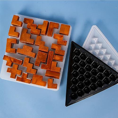 Miniatura 6 de 2 moldes de rompecabezas de resina piramidal, molde de silicona para fundición de resina epoxi, molde de silicona para manualidades de bricolaje