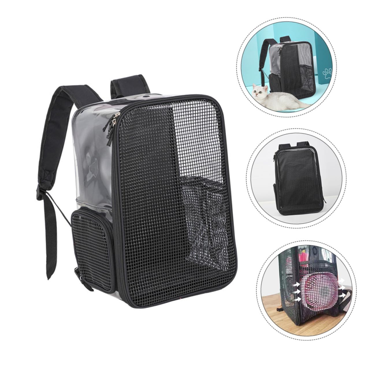 Garneck Breathable Transparent Pet Carrier Backpack Capacity Dog Durable Convenient Cat Carrying Backpack for Hiking Walking Outdoor Adventures